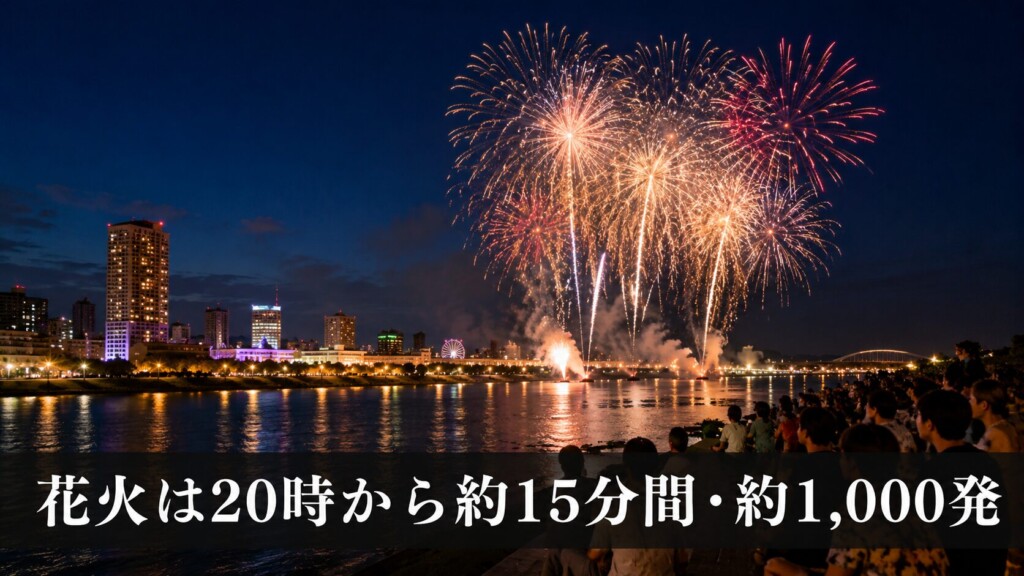 花火は20時から約15分間・約1,000発