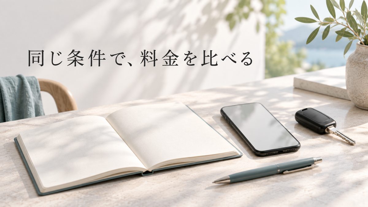 同じ条件で、料金を比べる。ノートとスマートフォン