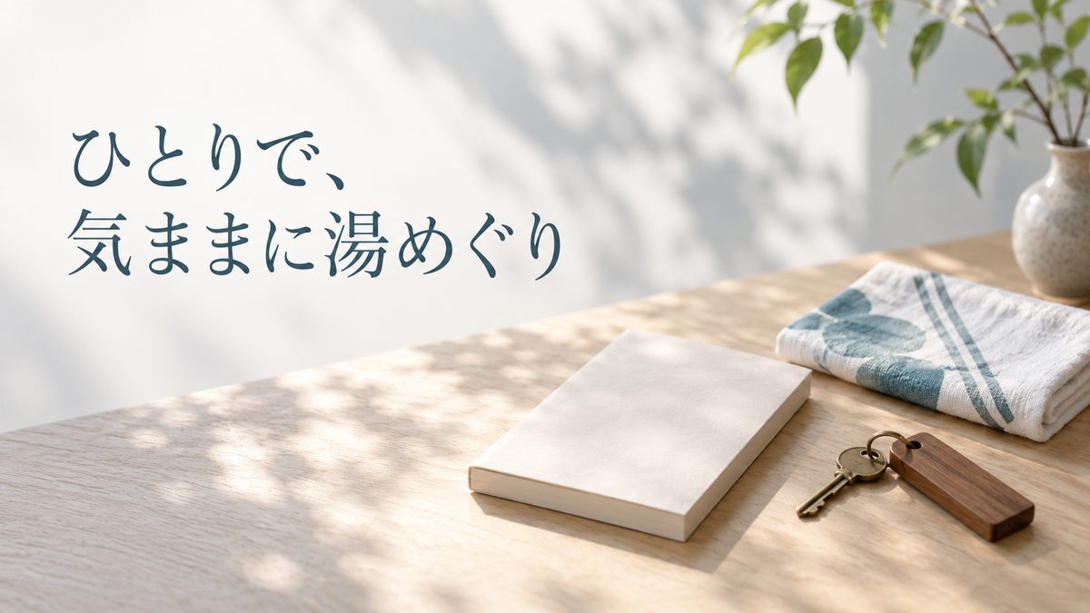 ひとりで、気ままに湯めぐり。文庫本と手ぬぐい、鍵