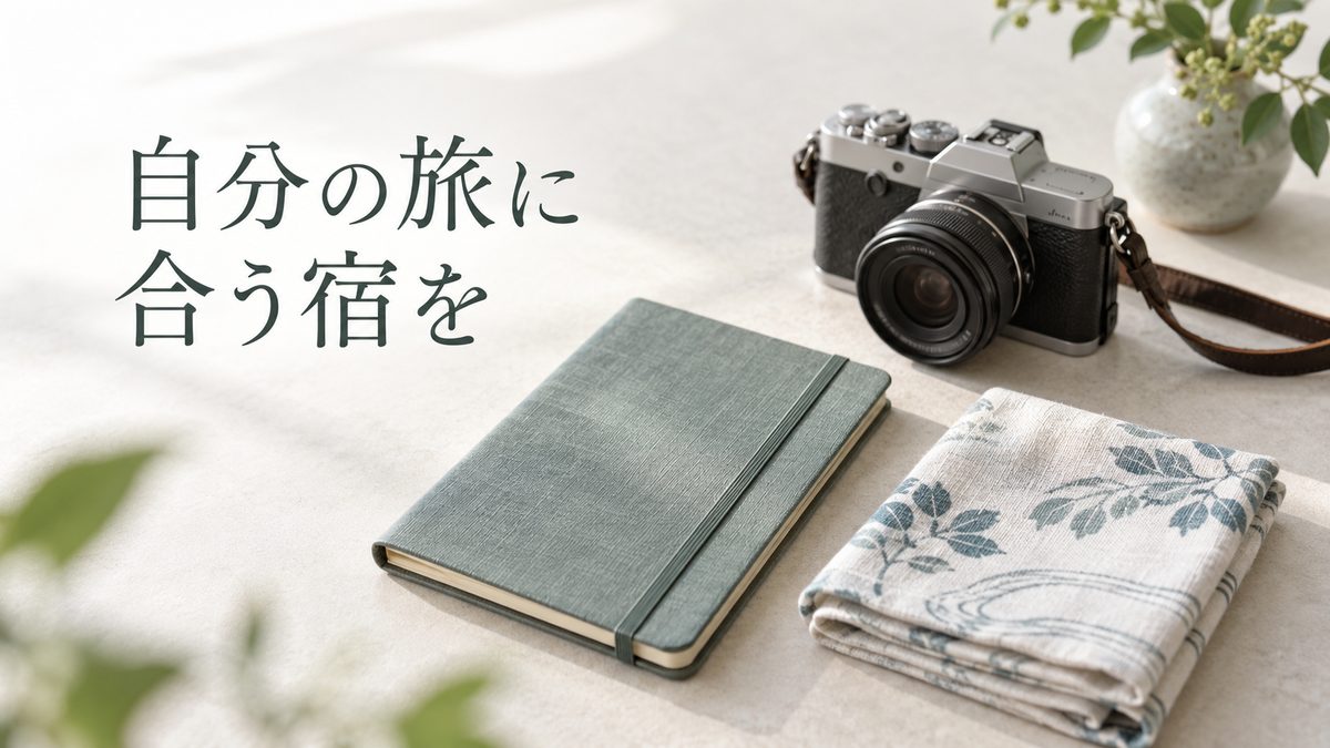 自分の旅に合う宿を。カメラと旅ノート、手ぬぐい